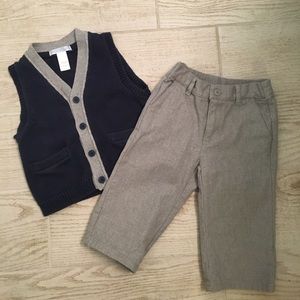 Janie and Jack matching vest and gray pants